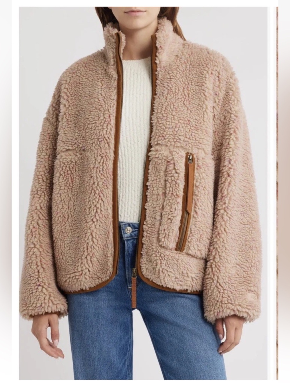 NWT UGG Marlene Confetti Jacket Size XS $198 Sherpa Plush Teddy Oversized Coat